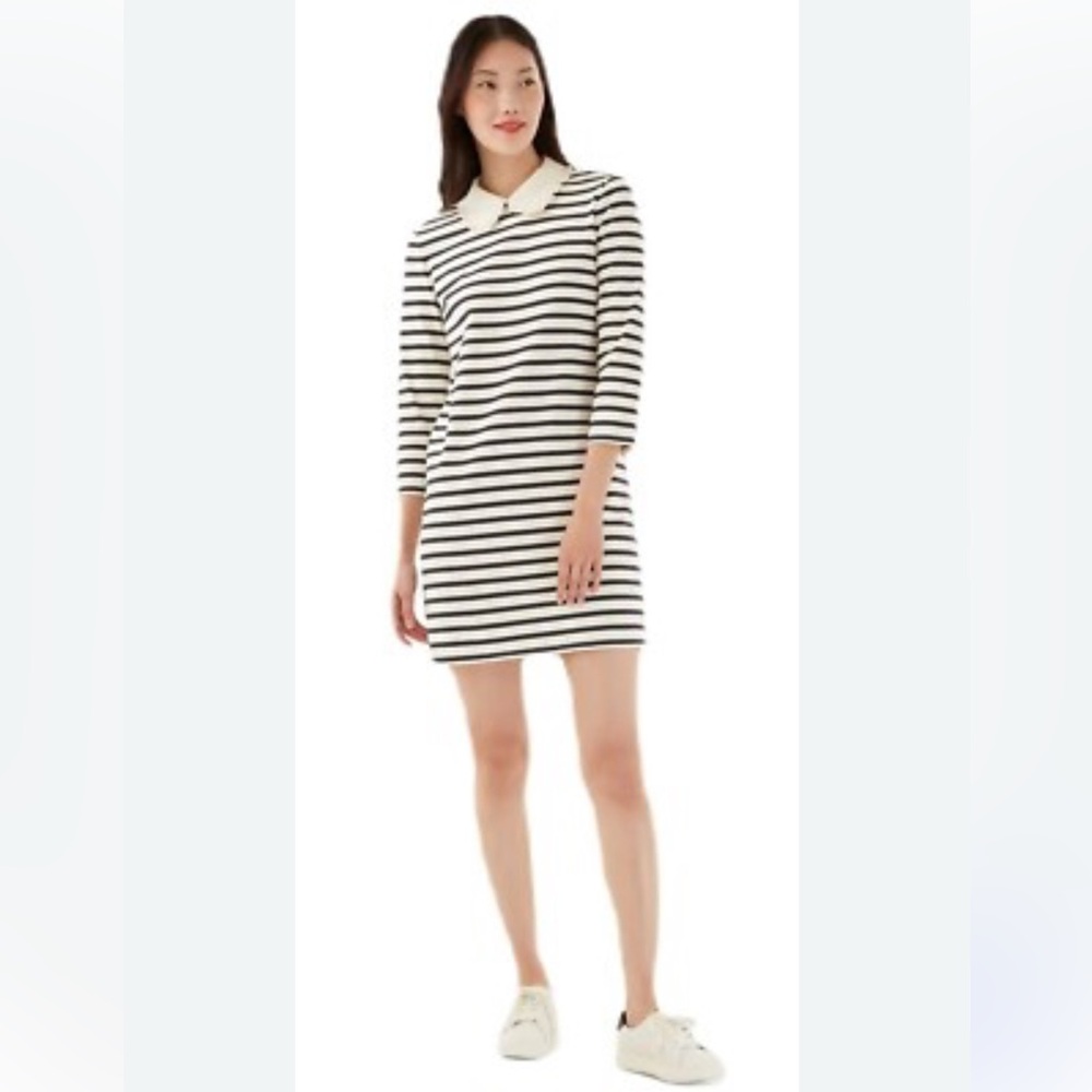 Kate Spade Black and White Striped Long Sleeve Dress